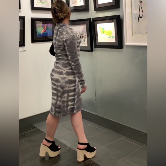 Young Fabulous & Broke Dresses & Skirts - Young Fabulous & Broke Black and Cream Tie-Dye Long Sleeve Dress